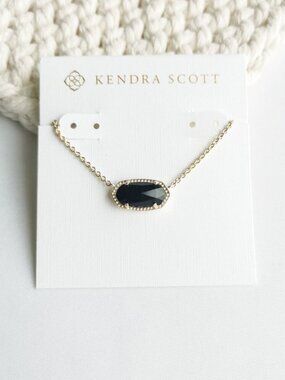 Kendra Scott Elisa Gold Black Opaque Glass Necklace